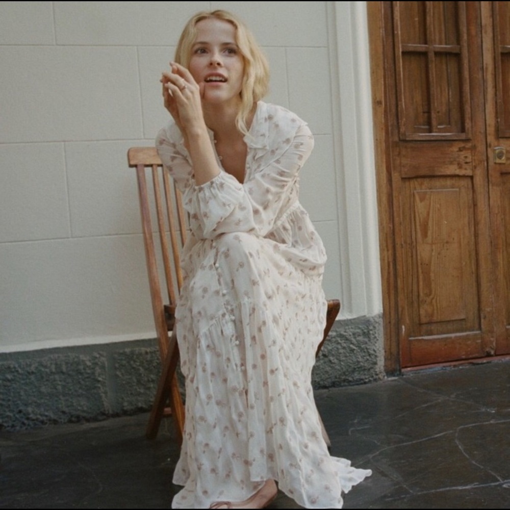 NWT RARE Dôen Faye EMBROIDERED LONG FLORAL WHITE DRESS SZ M